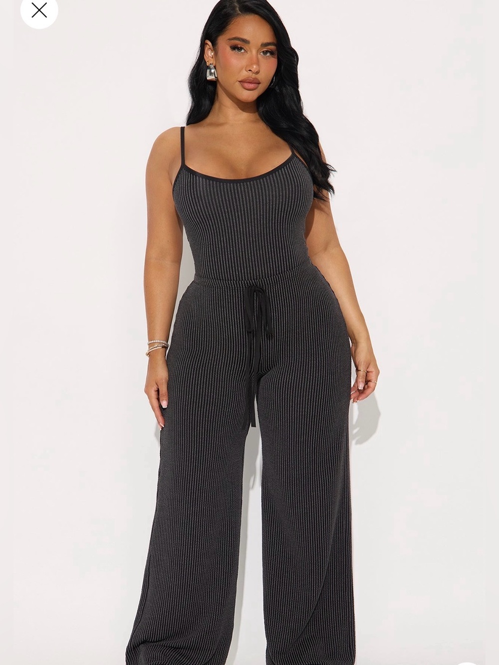 Fashion Nova Paulette Ribbed Bodysuit Pant Set Black M NWT